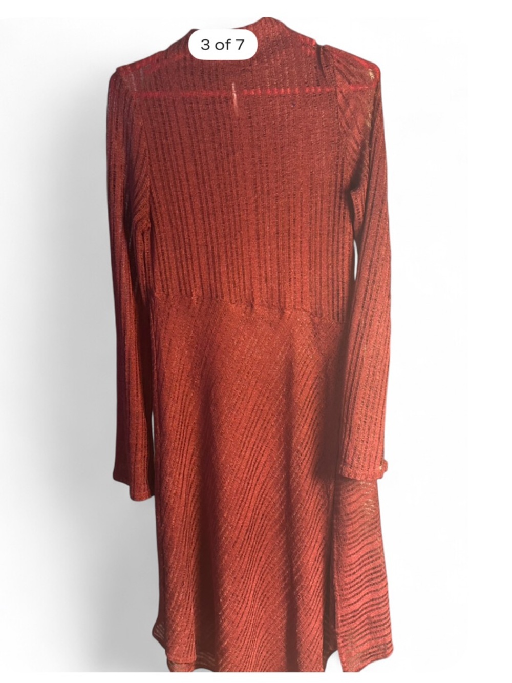 Free People Long Sleeve Rust Knit Sheer Sweater Dress Size L